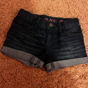 Girls Dark Blue Denim Kids Shorts
